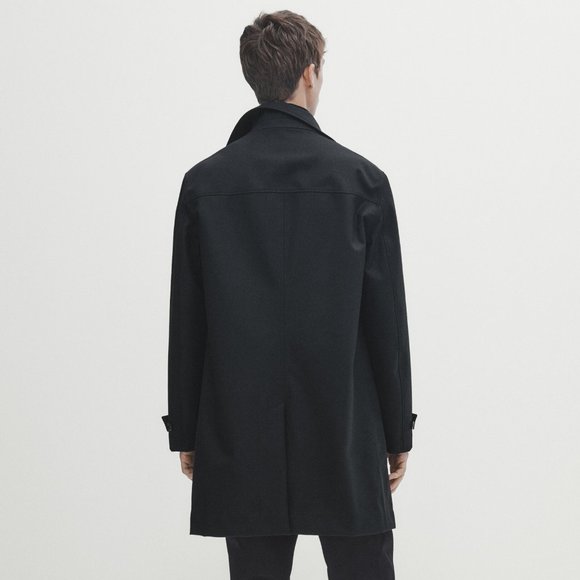 NWT Massimo Dutti Men's Trench Coat, Wool Blend, Waterproof - Picture 9 of 10